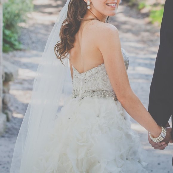 Lazaro Wedding Dress 3161 Size 8, Ivory Organza - Picture 6 of 13